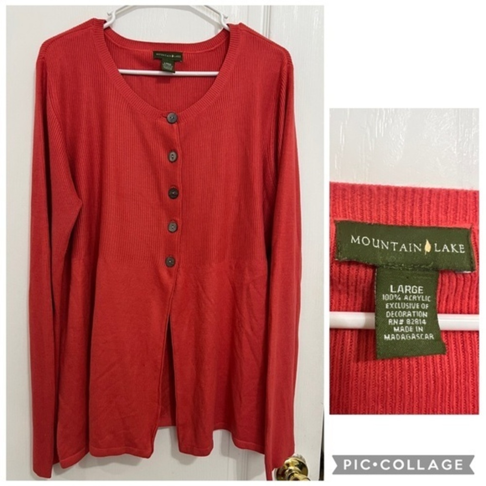 Mountain Lake Women's color coral cardigan Sweater size L